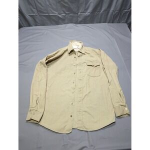 Vintage Kings Road Mens Corduroy Button Down Shirt Tan Gingham Lined Collar L